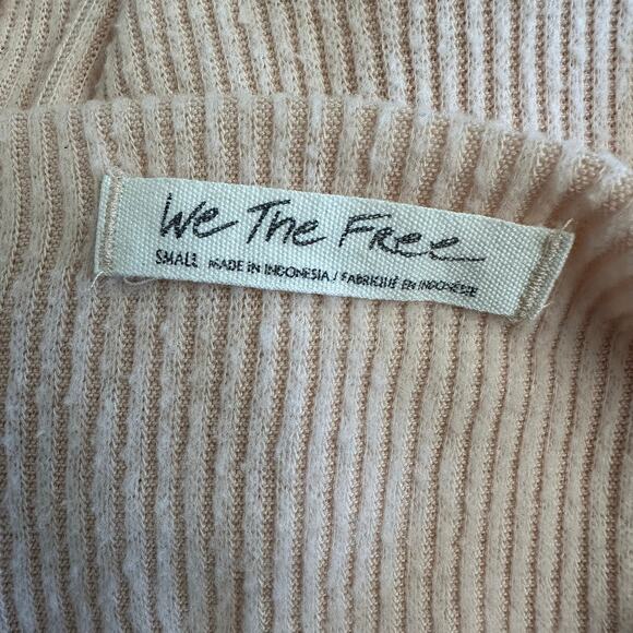 We The Free Free People Women’s Small Blush Pink Ribbed Mock Neck Pullover Top - Picture 2 of 8